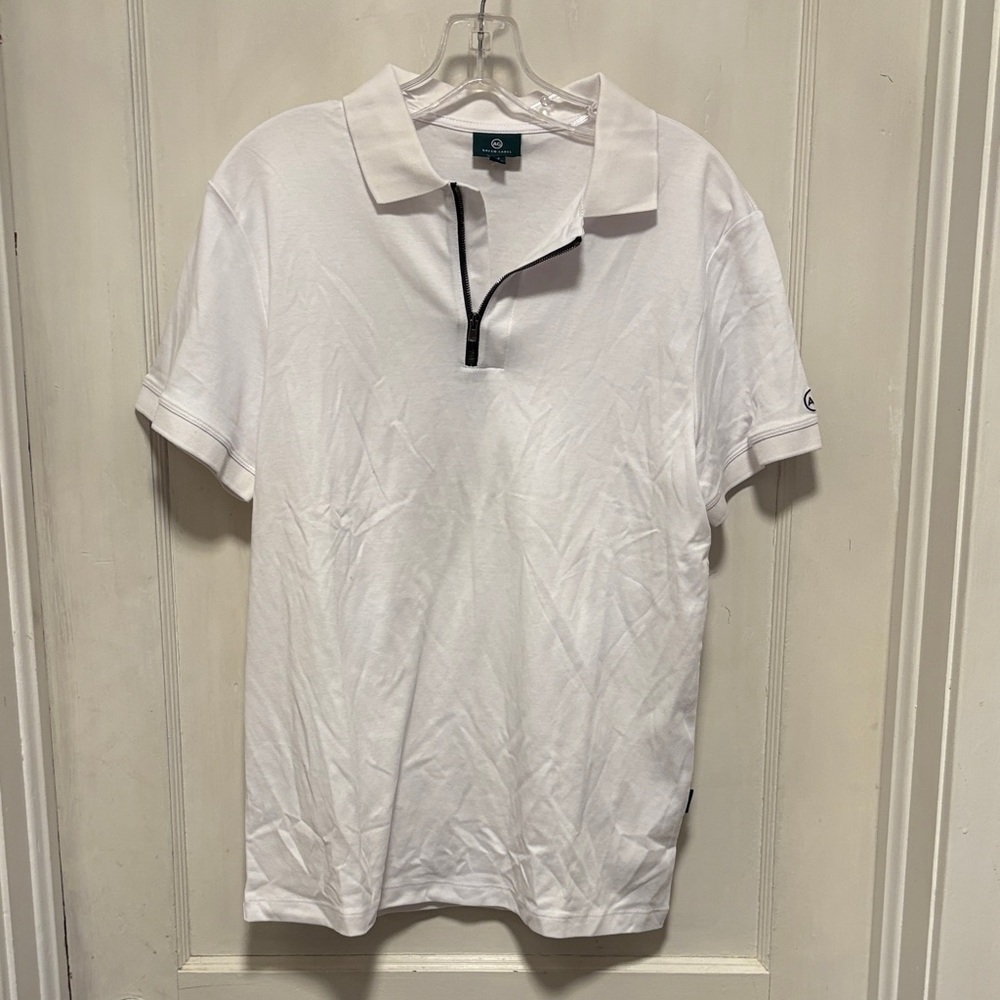 AG Adriano Goldschmied Green Label White Zip Polo Shirt New Without Tag Medium